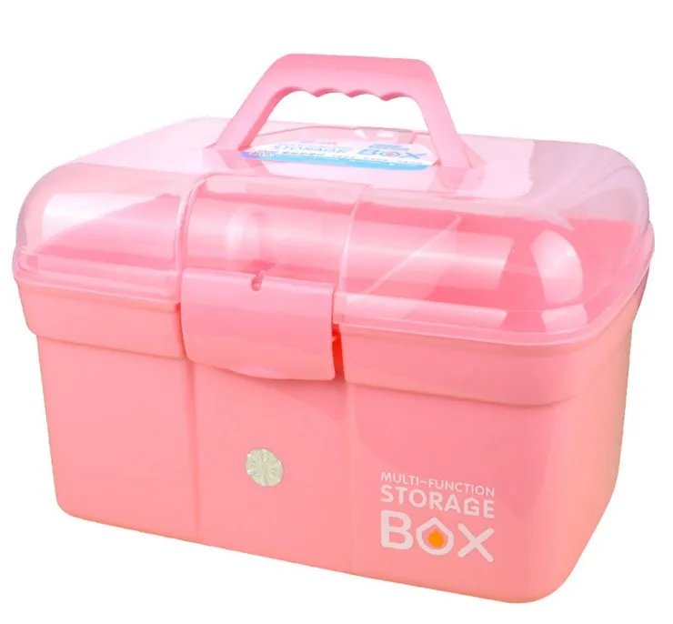 Красочная пластиковая Многофункциональная портативная коробка для хранения, сохраняющая пространство, медицинская коробка для детской живописи, набор инструментов, трехслойная регулируемая