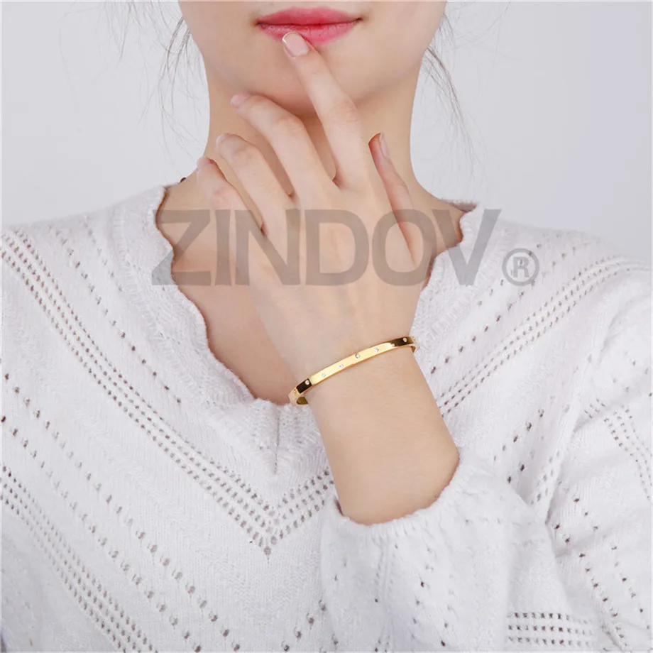 ZINDOV дешевый браслет из нержавеющей стали для женщин золотой цвет и розовое золото полированный серебряный не тускнеет модные ювелирные изделия