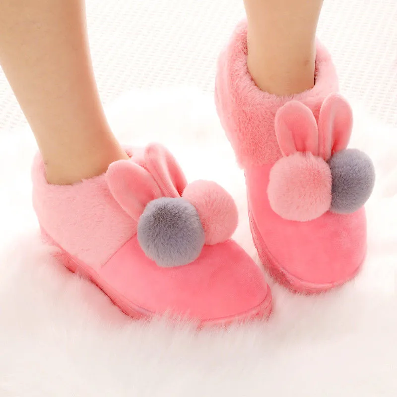 

STRAVEL Women Cotton Slippers Warm Plush Rabbit ears Slippers House Bedroom Comfortable Warm Plush Indoor Flats