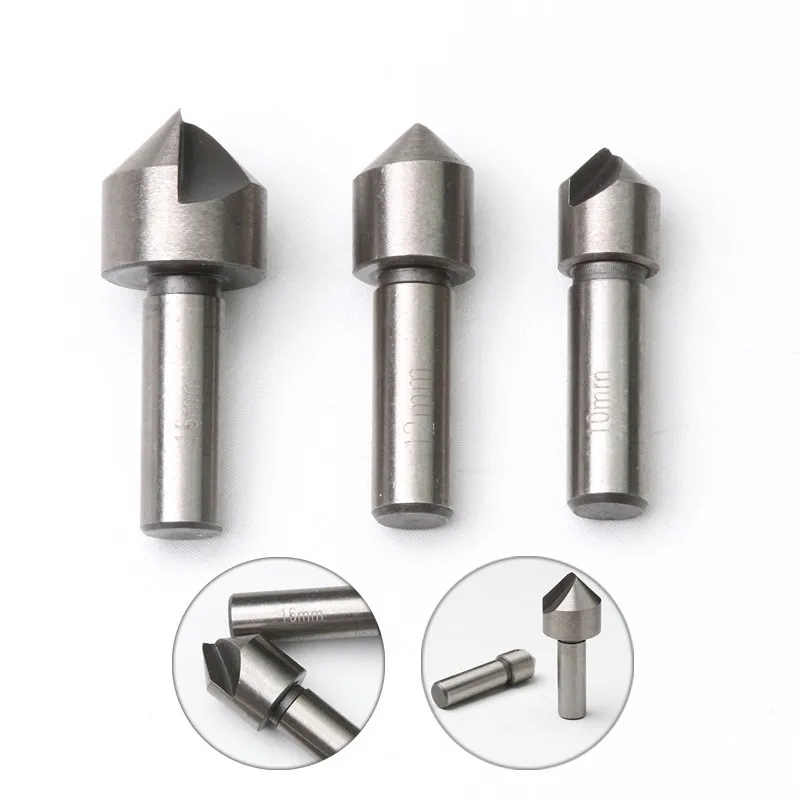 

ZENHOSIT 3PCS HSS Single-Edge Chamfering Dirlling Bit Kit 90 Degree Countersink Bits Chamfer Drill Milling Tool 10mm 12mm 16mm