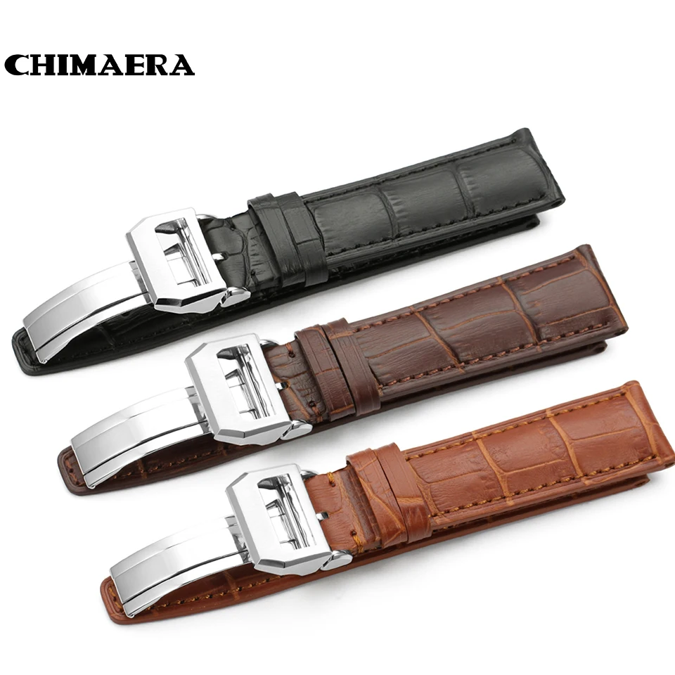 CHIMAERA Black Brown Deep Brown Handmade Crocodile/Alligator Grain 20mm 21mm 22mm Genuine Calf Leather Watch Band Strap For IWC CHIMAERA Black Brown Deep Brown Handmade Crocodile/Alligator Grain 20mm 21mm 22mm Genuine Calf Leather Watch Band Strap For IWC