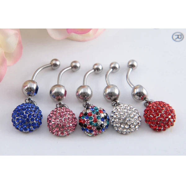 6pcs/lot Statement 2017 Shamballa Body Piercing Umbigo Navel Belly