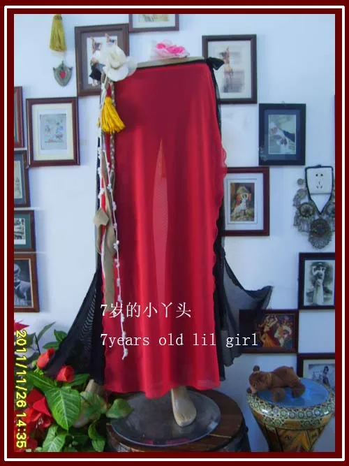 

Transparent thin Skirt with Open Slit belly dance skirt CX012