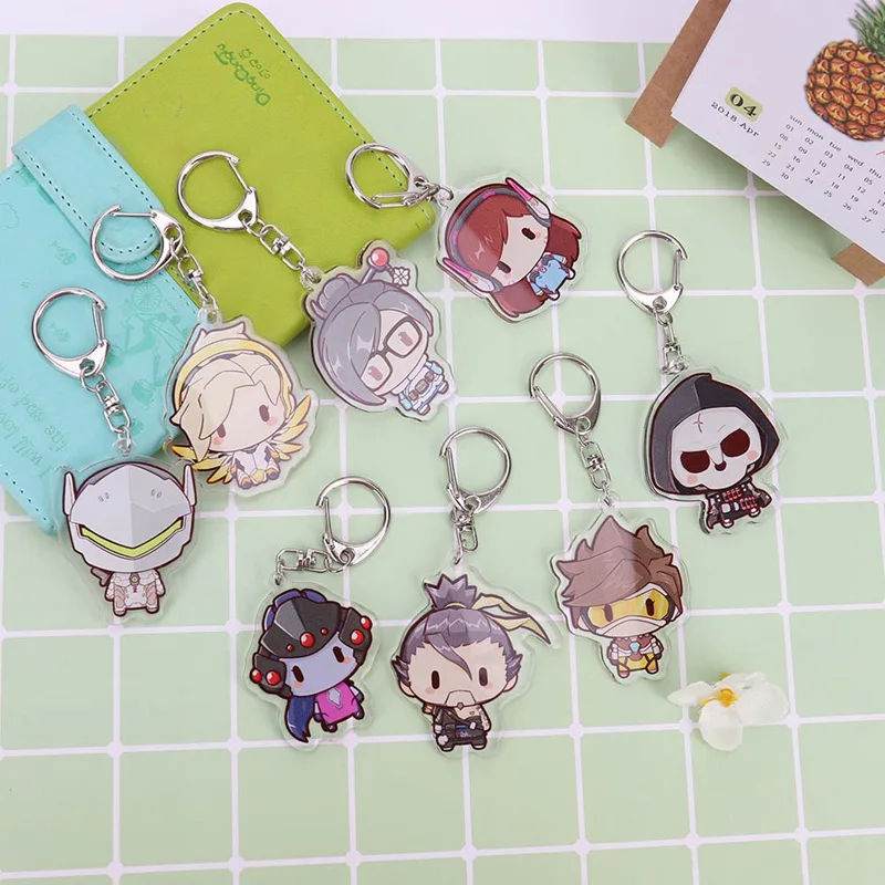 

Overwatch Acrylic Cosplay keychains heroes soft log tracer reaper widowmaker Hanzo pendant Keychain