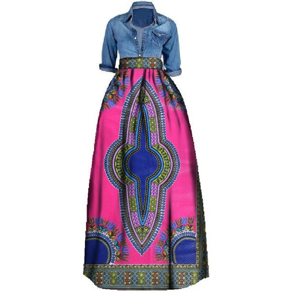 20Color African Fashion Women Dashiki Skirt 100%Cotton High Waist Bazin Riche Traditional Africa Ladies Clothes S-6XL