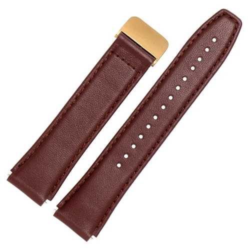 Soft calf leather strap striped watch band for HUAWEI B5 smart Bracelet replacement wrist strap - Цвет ремешка: Brown B