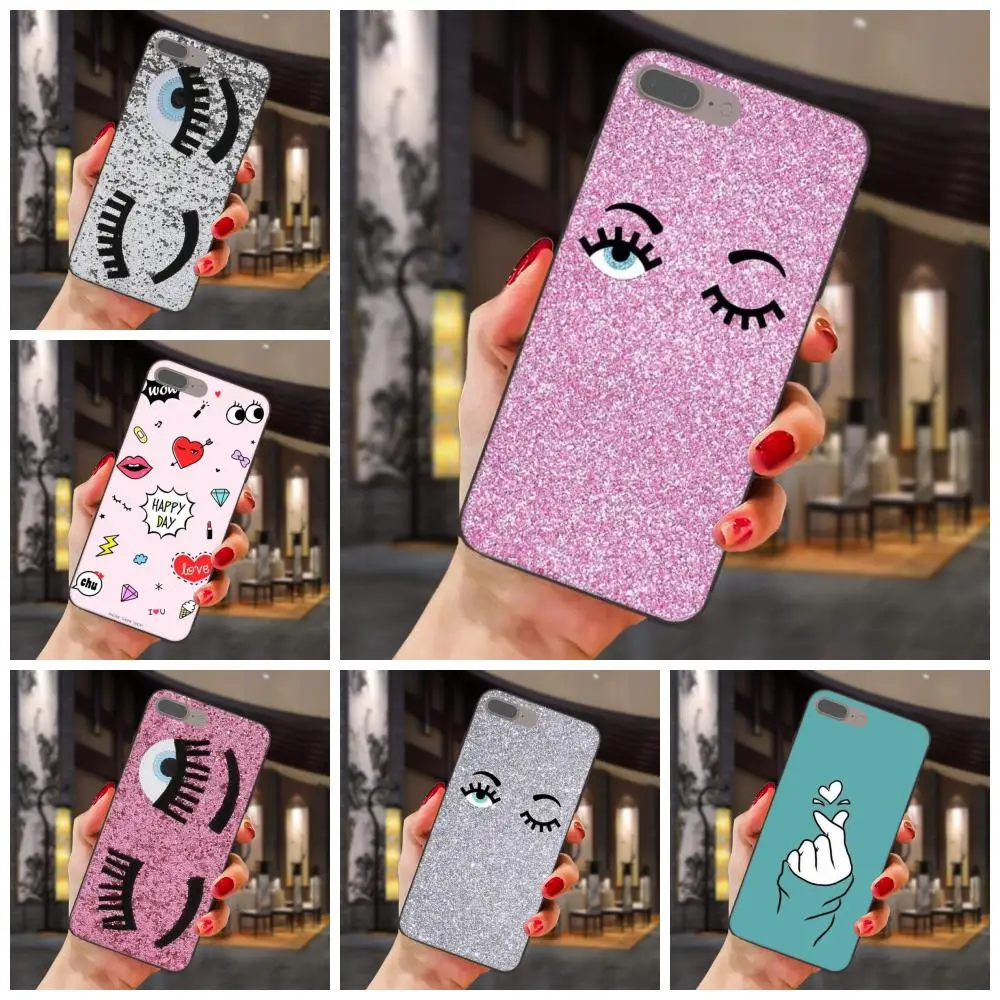 

Fashion Chiara Ferragni Eyes Soft Silicone TPU Black Luxury For Apple iPhone X XS Max XR 4 4S 5 5S SE 6 6S 7 8 Plus