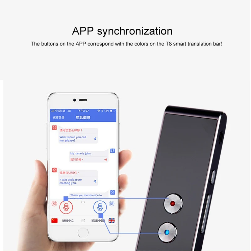 

Portable Smart Voice Speech Translator T8 Two-Way Real Time 30 Multi-Language Translation For Learning Travelling Drop Shipping