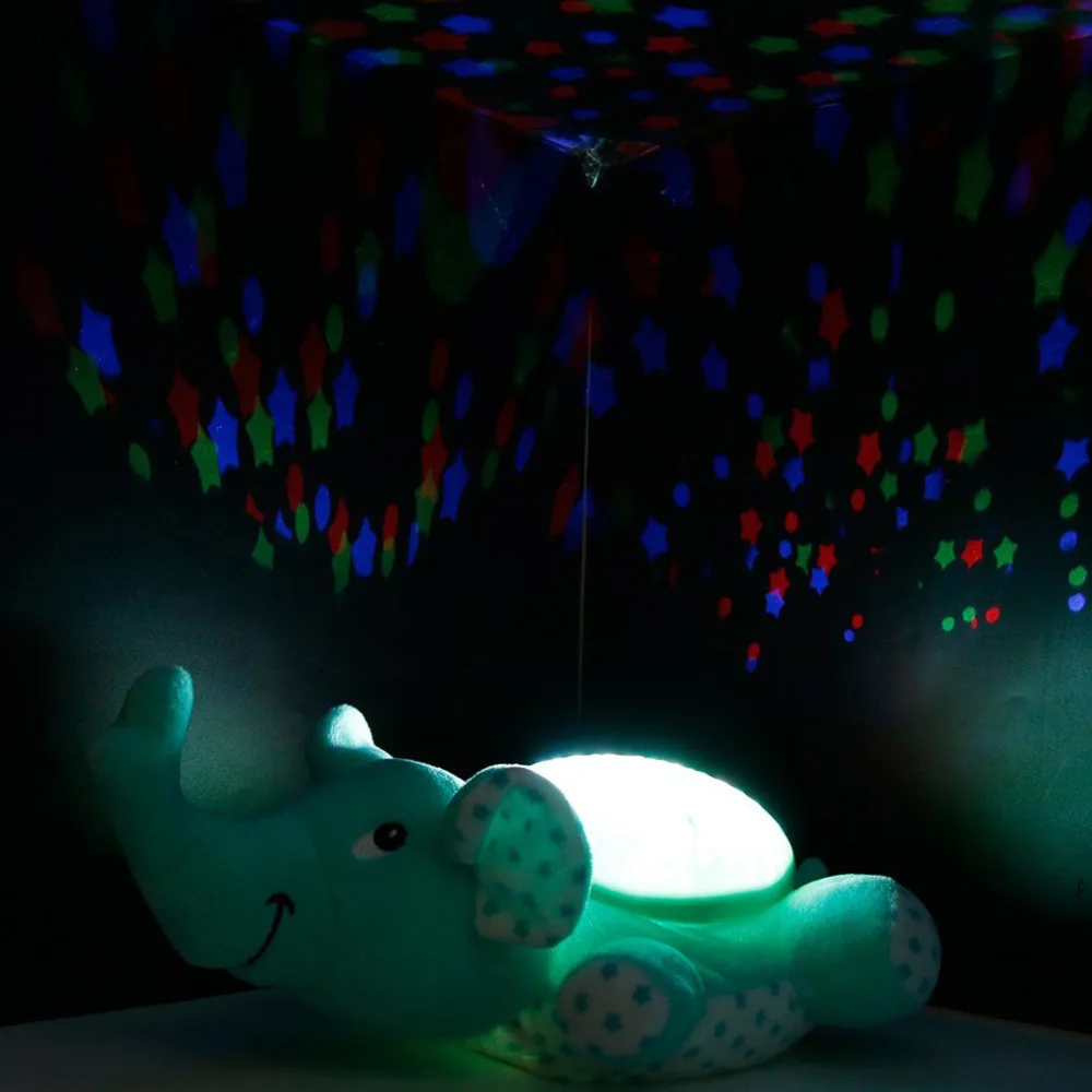 Детская плюшевая игрушка проекционный Ночник музыка Спящая звездная звезда проекция и мелодии бабочка слон Черепаха Бегемот пчела
