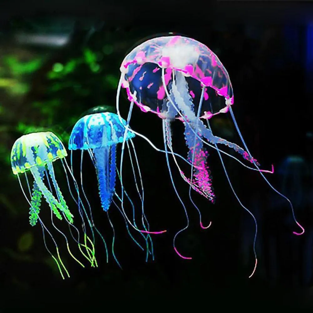 

Glowing Effect Artificial Jellyfish Fish Tank Aquarium Decoration Mini Submarine Ornament Underwater Pet Decor