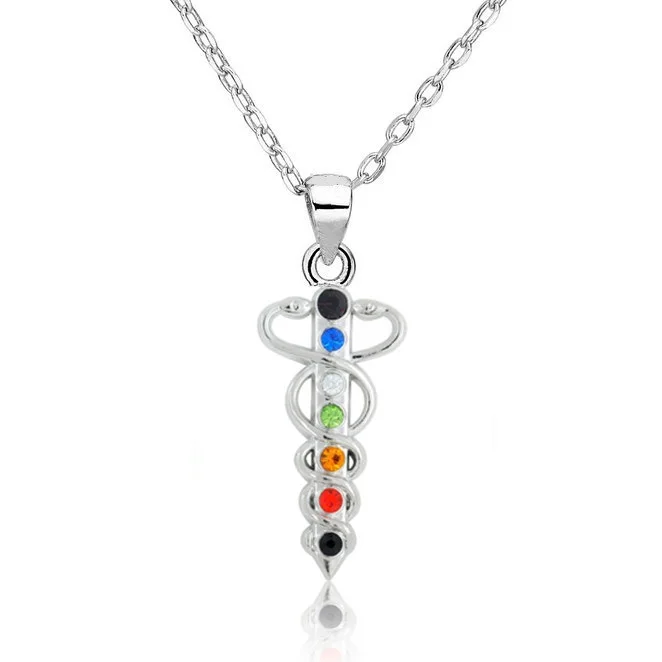 

my shape Domika 7 Chakra Stone Necklace Crystal Reiki Healing Balancing Crystal Stones