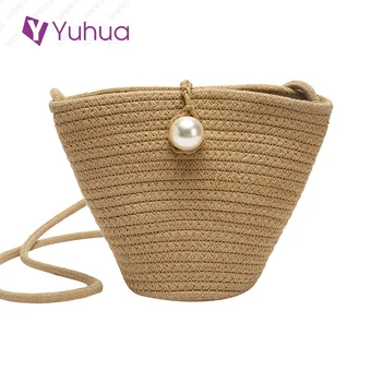 

2020 new fashion woman handbags, trend korean version messenger bag, casual women shoulder bag, simple straw bucket bags.