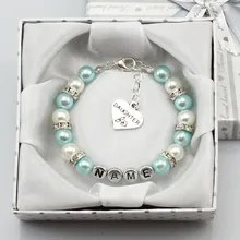 New Personalised Girl Birthday Wedding Gift Charm Bracelet Daughter With Box blue