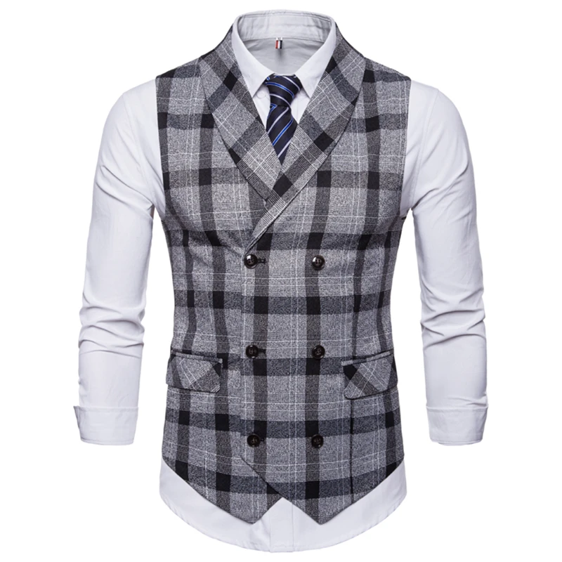 

Business Vest Waistcoat Men Spring Autumn 2019 New Men's Leisure Double-breasted Shawl Collar Waistcoat Vest Men