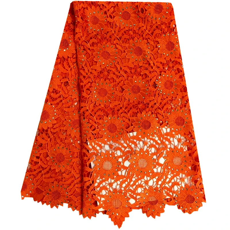 

Nigerian Lace Fabric High Quality Guipure French Lace Fabric With Stones Embroidered African Lace Fabric Tulle Lace F8888