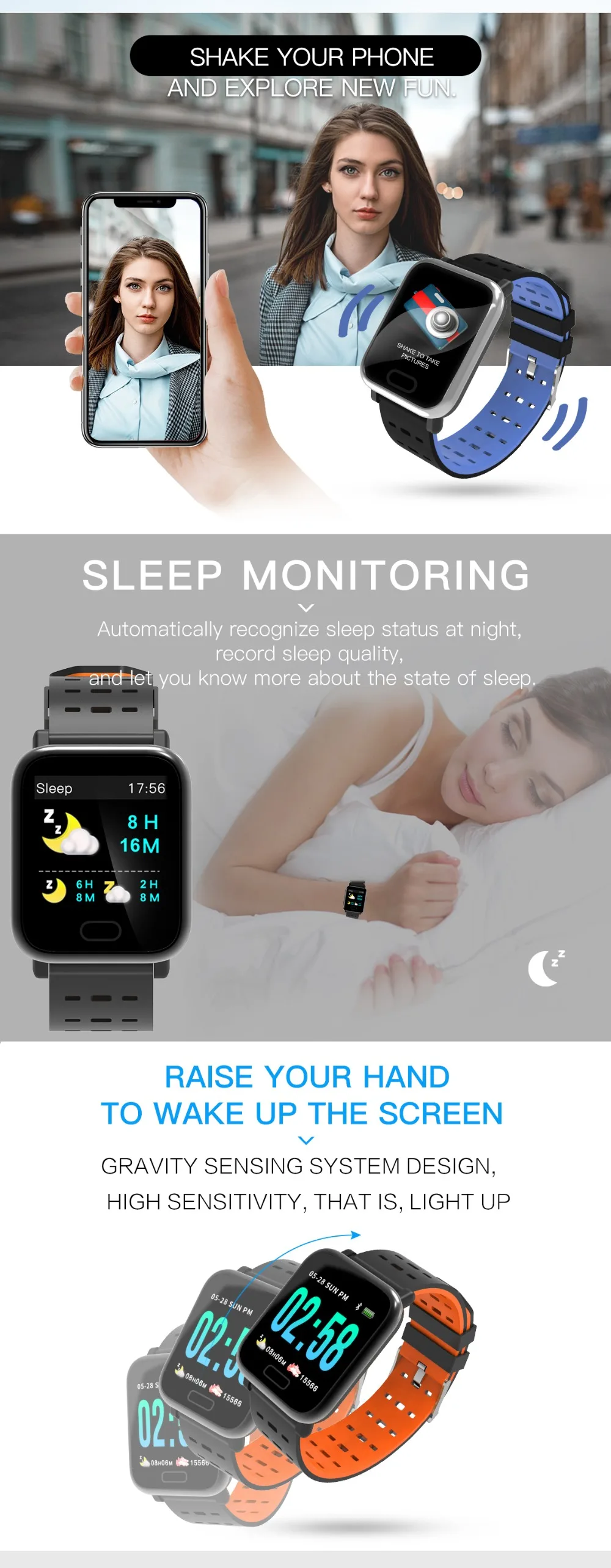 Smart Watch Wristband Heart Rate Monitor Sport Smart Bracelet Sleep Monitor Waterproof Smartwatch For IOS Android (4)