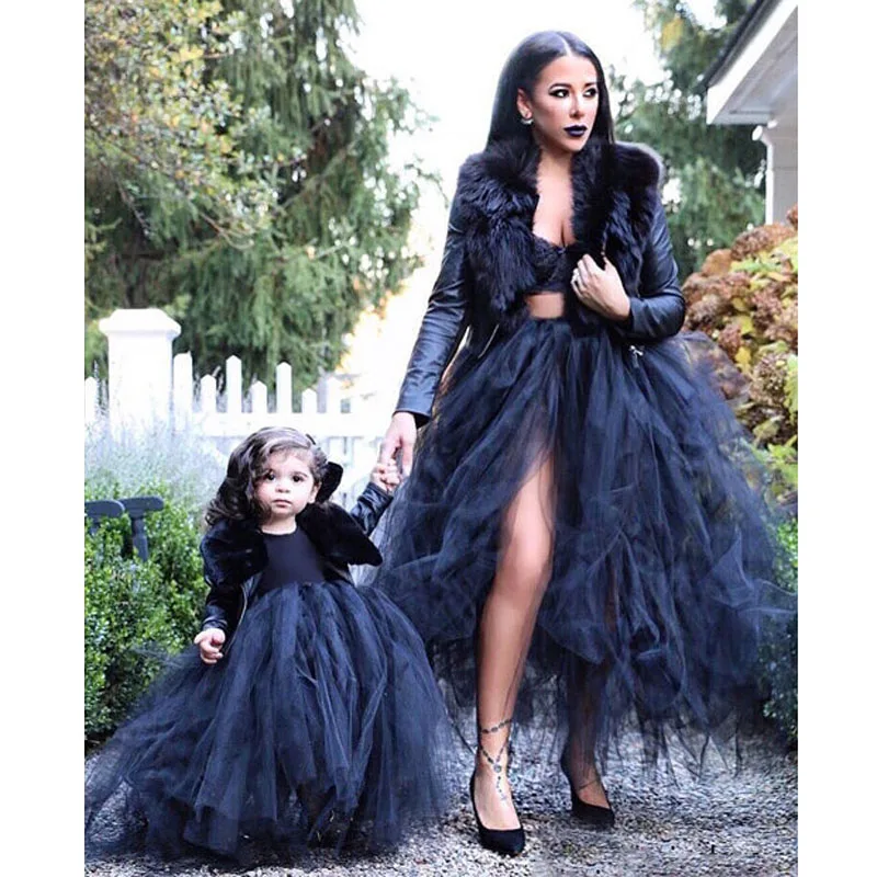 

Dramatic Adult Tutu Skirt Black Puffy Maternity Tutu Mommy and Me Tutu Maxi Long Skirt Fashion Photography Costumes Custom Made