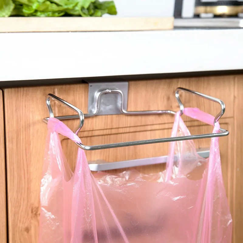 Door Back Garbage Bag Hook Holder Kitchen Hanger Storage Rack Stainless Steel Towel Organizer | Дом и сад
