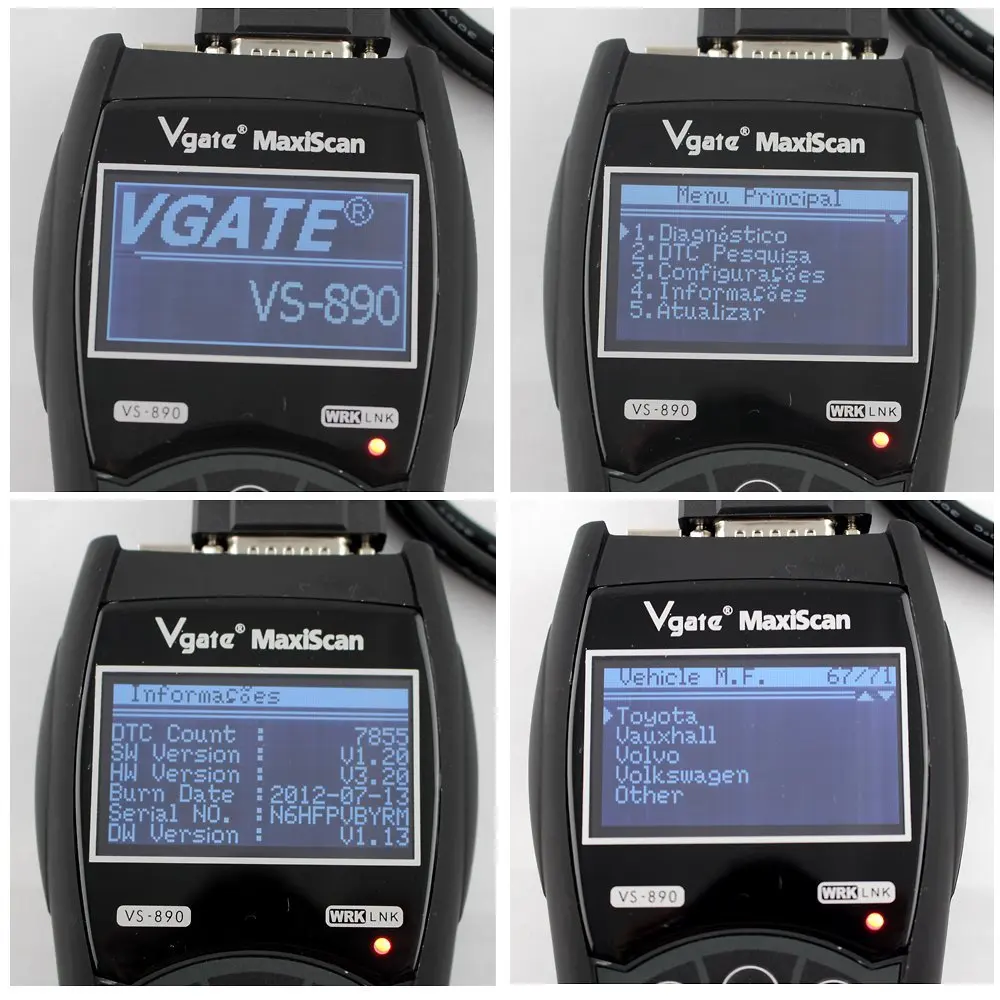 OBD2 автомобильный Vgate VS890 OBD2 сканер автомобильный диагностический инструмент MaxiScan OBD 2 Многоязычная поддержка корейского считывателя кодов