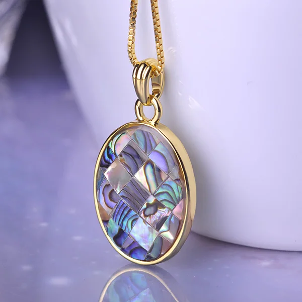 Blucome Abalone комплект ювелирных изделий в Дубае Серебристый Овальный Кулон Ожерелье
