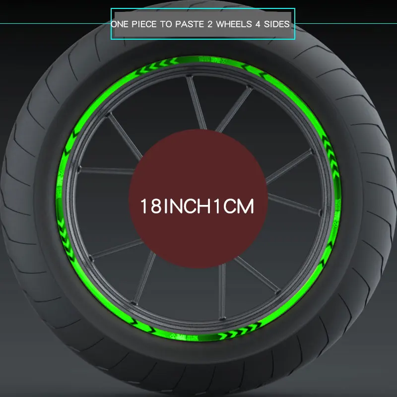 Спортивные часы на мотоцикле шины паста светоотражающие наклейки мотоцикл светоотражающий, для мотокросса колеса 10 дюймов 18 дюймов наклейки на колеса - Цвет: green 18 inch    L3
