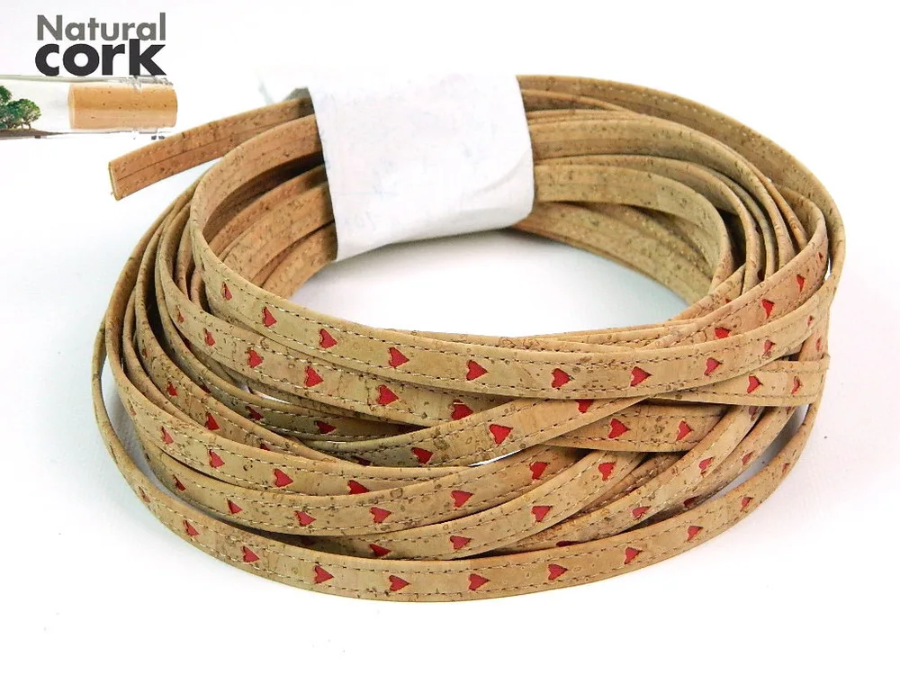 Portuguese natural cork cord,Jewelry Findings love heat Flat 5mm*2mm
