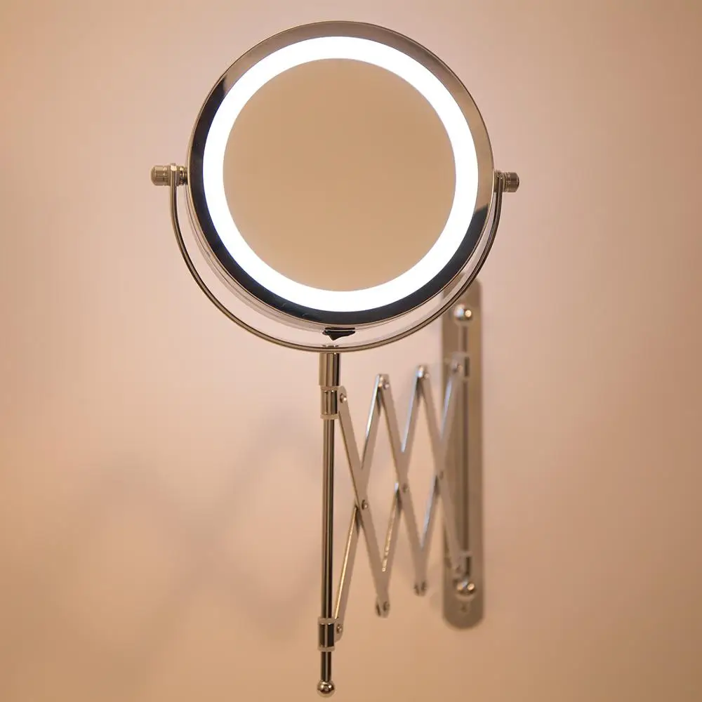 Светодиодное зеркало для макияжа для ванной 5," 1X 3X увеличение настенное зеркало регулируемое двойное удлиненное косметическое двустороннее зеркало