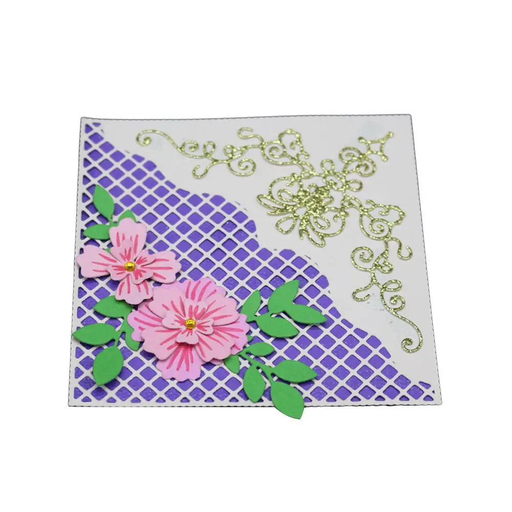 

None 2PCS Gridding & Flower Carbon Steel Cutting Dies Set Knife Mold Stencils DIY Scrapbooking Die Cuts Decor Crafts Embossing Templates Art Cutter