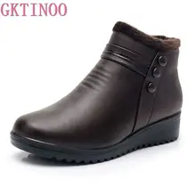 GKTINOO Fashion Winter Boots Women Leather Ankle Warm Boots Mom Autumn Plush Wedge Shoes Woman Shoes Big Size 35-41