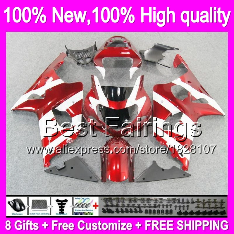 

Fairing Red white+ For SUZUKI GSX-R1000 00 01 02 GSXR1000 00-02 86B32 K2 GSXR 1000 GSX R1000 2000 2001 2002 +Decal New red