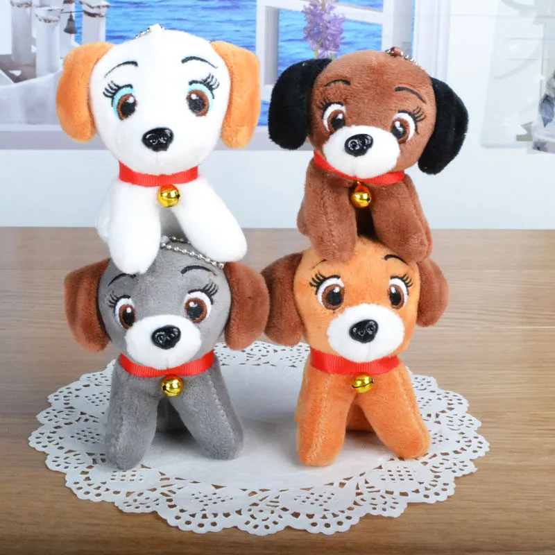 Kawaii Small Dog Plush Toys Cute Bell Dog Mini Dolls Bag Plush Pendant Toy For Children