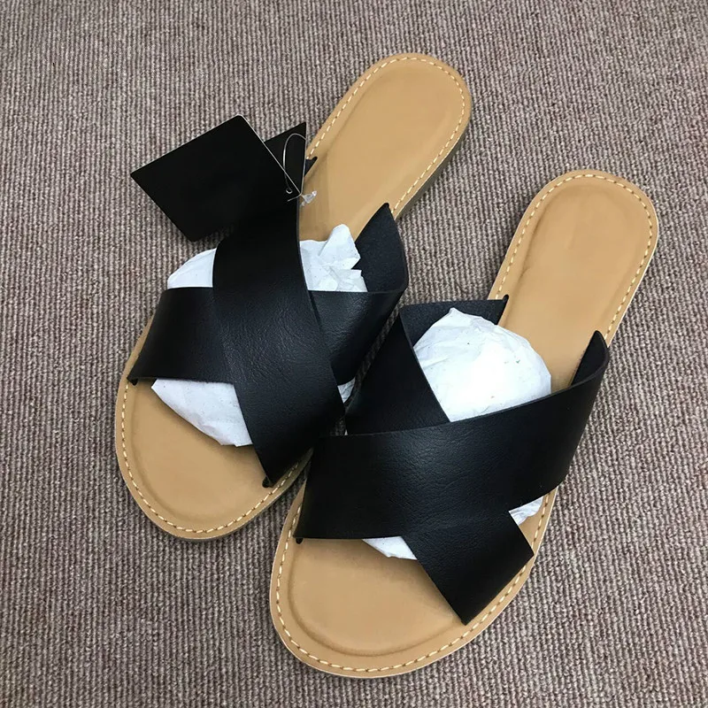 

Dropshipping Women Slippers Summer Shoes 2019 Fashion Sandals Flip Flops Beach Shoes Casual Flat Female Slides Black Plus Size
