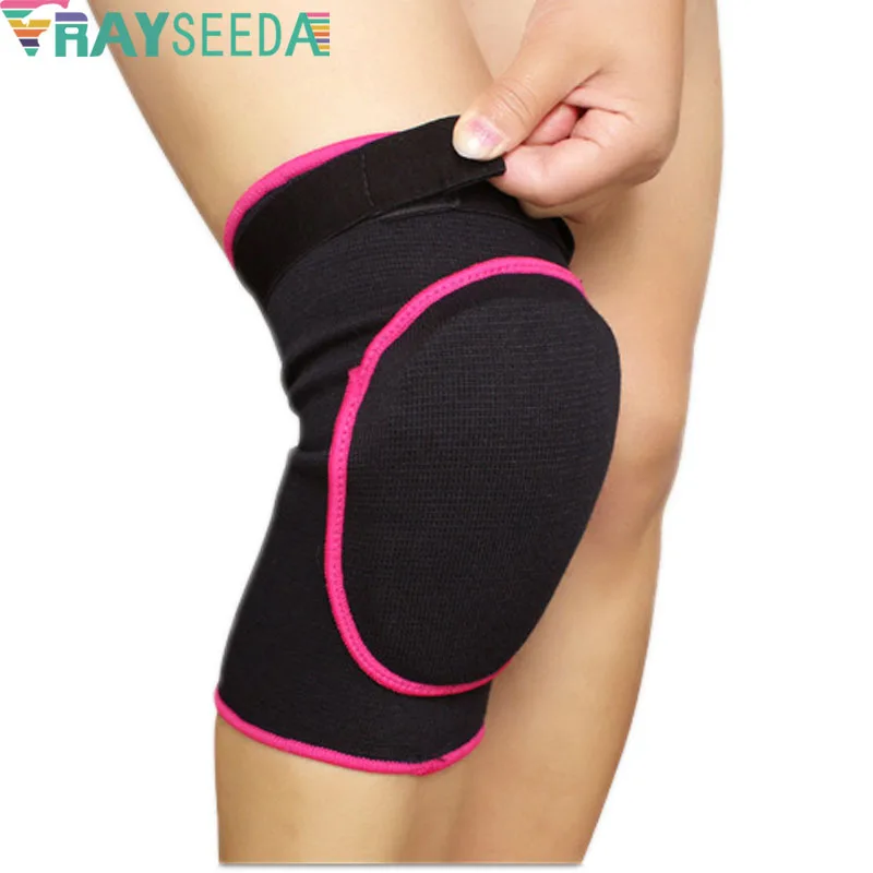 Rayseeda 1 زوج عالية مرنة قابلة للتعديل الإسفنج الركبة منصات المضادة للاصطدام الركبة حامي دعم للنساء/سيدة الرقص الكرة الطائرة