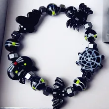 На заказ, ручная работа, черный муранский Стеклянный Кот, паук, летучая мышь, Мультяшные фигурки животных, креативный милый стеклянный браслет, ювелирные изделия, подарки для детей