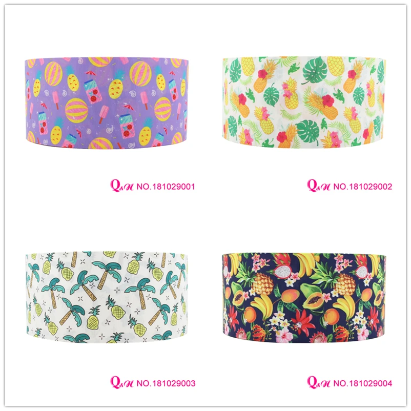 

10 yards lot 7/8inch 22mm 38mm 75mm 181029001 pineapple design printed grosgrain ribbons for wedding hairbows