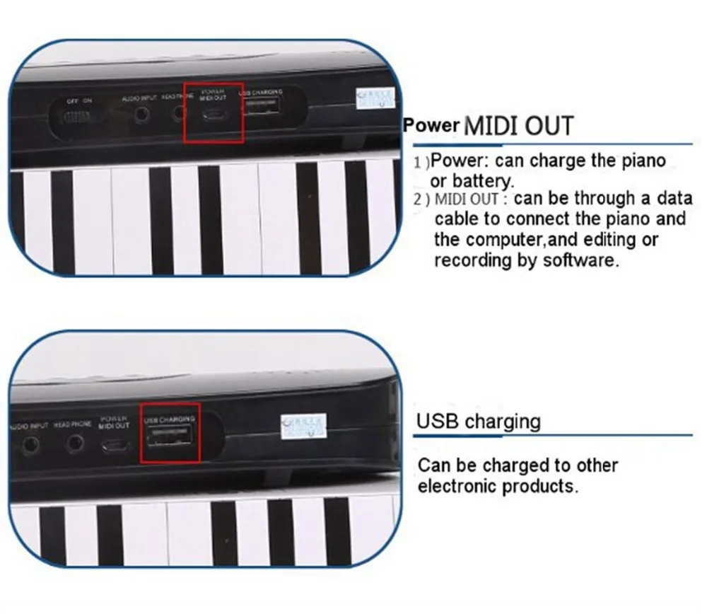 61 Ключ MIDI клавиатура электронная рулонная пианино 128 синтезированных тонов