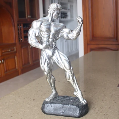 

Grey Silver Orange Rose Bodybuilding competition trophy fitness room Fitness Muscle Male Room Decoration doll