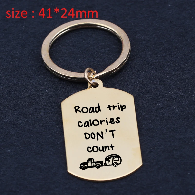 Engraved Road Trip Calories Don't Count Trendy Keychain For Camping Enthusiast Traveler Exclusive Gift Key Tag | Украшения и