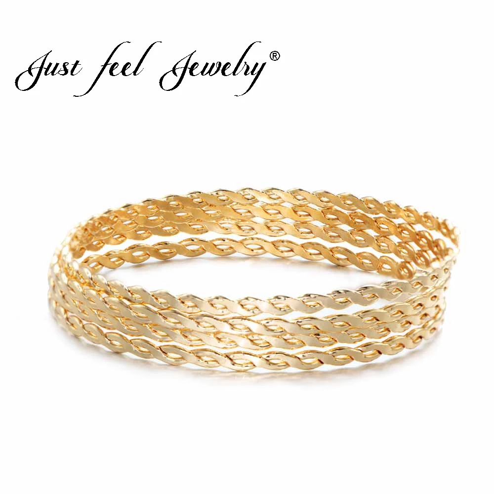 

Dubai Twisted Round Bracelets Bangle Bohemia High Quality Gold Color For Women Fashion Jewelry Gifts Middle East