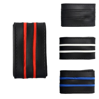 

Stripe Design Soft Faux Leather Car Auto Steering Wheel Cover with Needle Thread