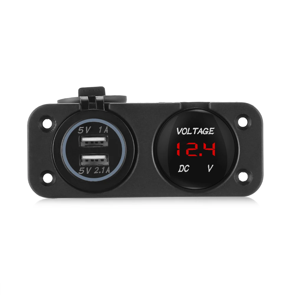 Zeepin 3 в 1 двойной зарядное устройство USB с DC 12 24 В красный синий зеленый свет