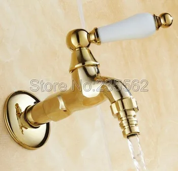 

Polished Gold Brass New Garden Washing Machine Water Tap Brass Faucet tav125