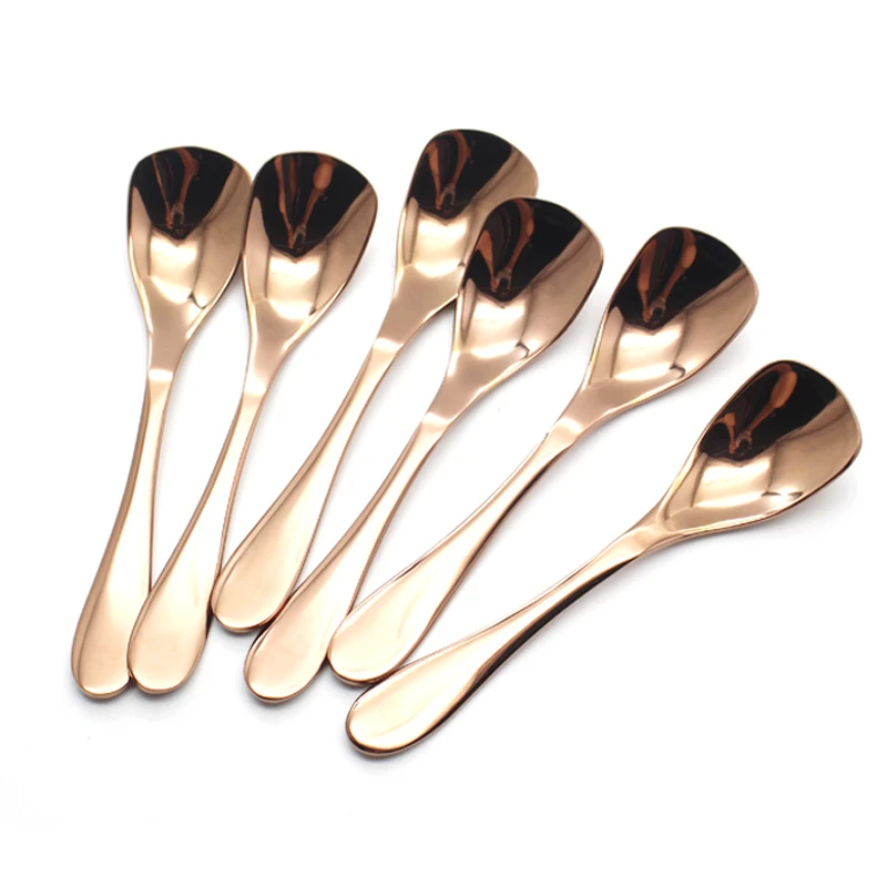 6pcs/lot Spoons Set For Ice Cream Stainless Steel Rose Golden Honey