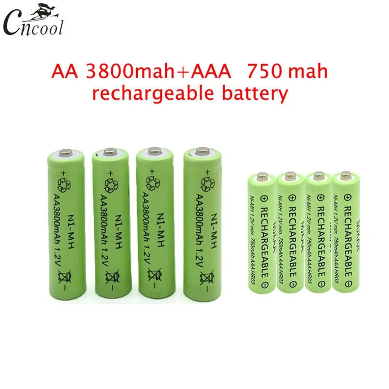 20 шт AA 3800mAh ni mh перезаряжаемые батареи + AAA 750mAh батареи|Перезаряжаемые батареи| |