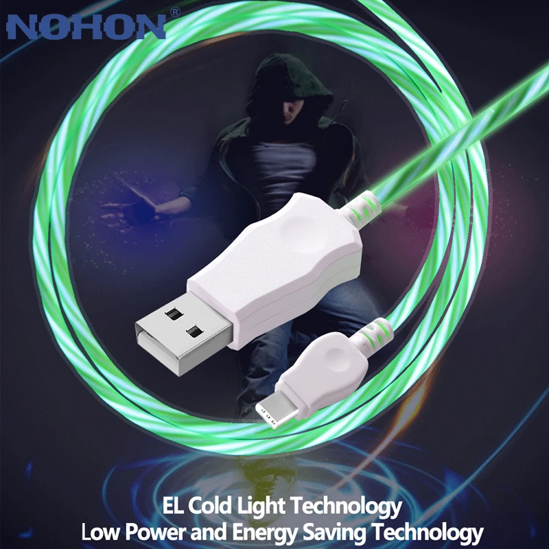 NOHON type C светодиодный usb кабель со светом для быстрой зарядки Xiaomi mi 4C 5 4s OnePlus 2 Nexus 5X6 P