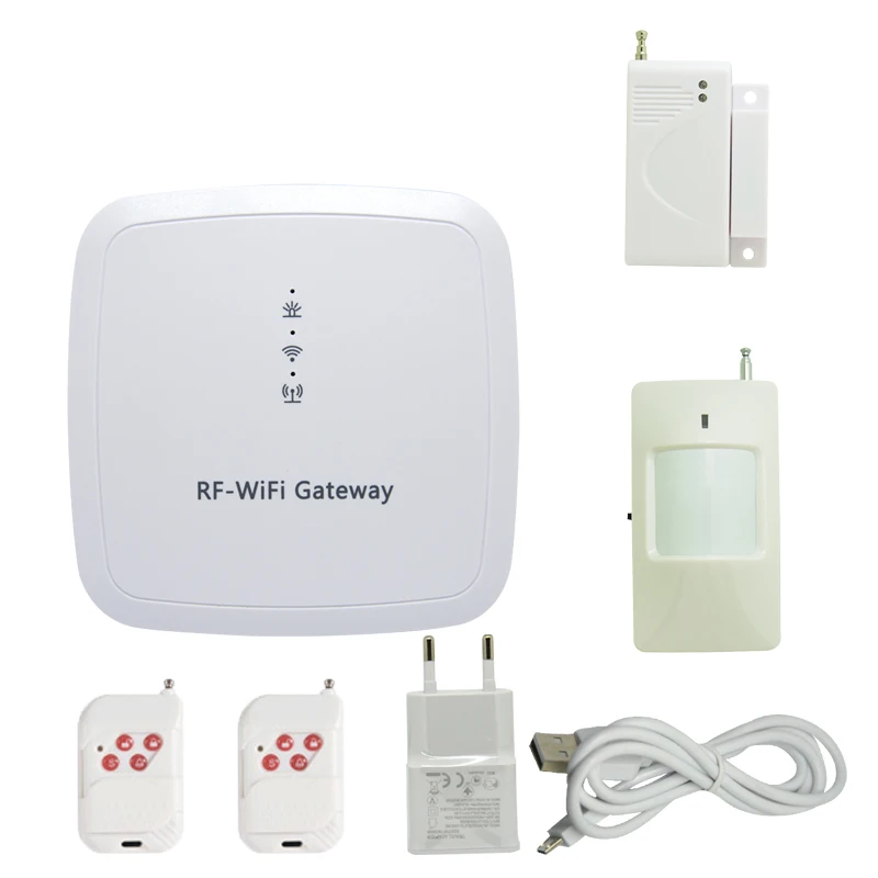 New Smart Home security RF WIFI gateway Alarm system with APP Control Door open alarm Self defense smoke fire alarm detector New Smart Home security RF WIFI gateway Alarm system with APP Control Door open alarm Self defense smoke fire alarm detector