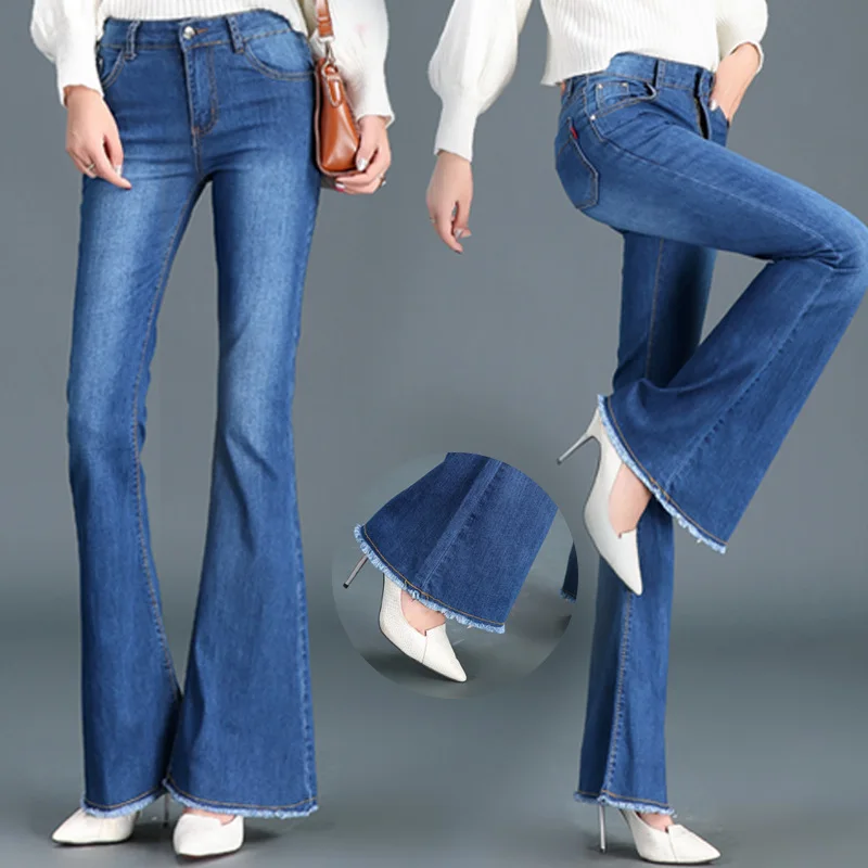 2018 sac kelly nouveaux jeans taille haute, large jambes, pantalon, fesses, jeans, jeans et les fesses des femmes