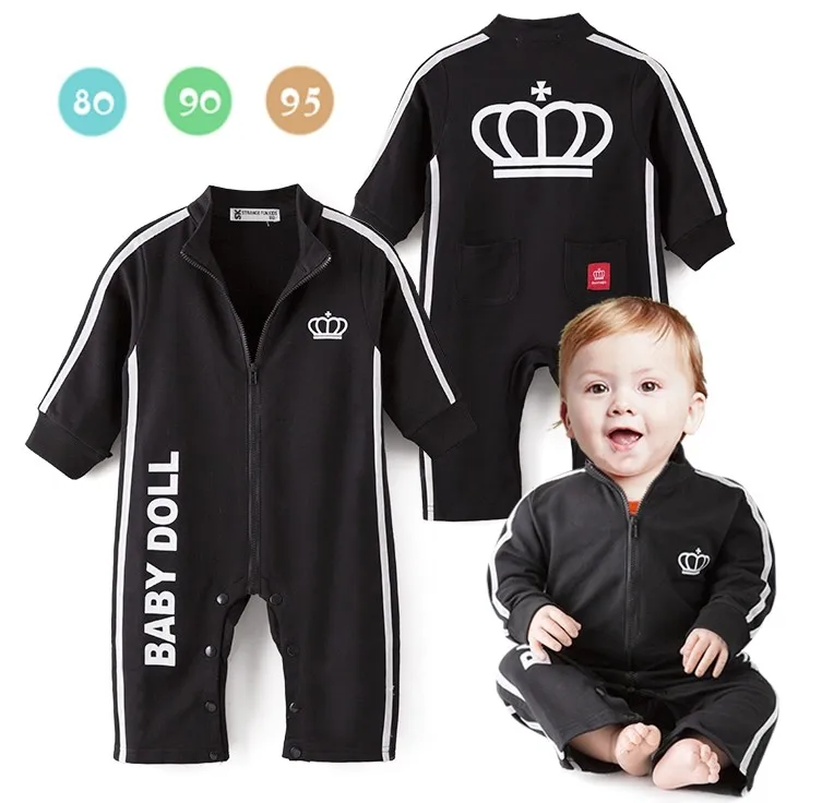 

Hot~Handsome Long Sleeves Crown Decorated Letter Baby Boy's Jumpsuits 3004