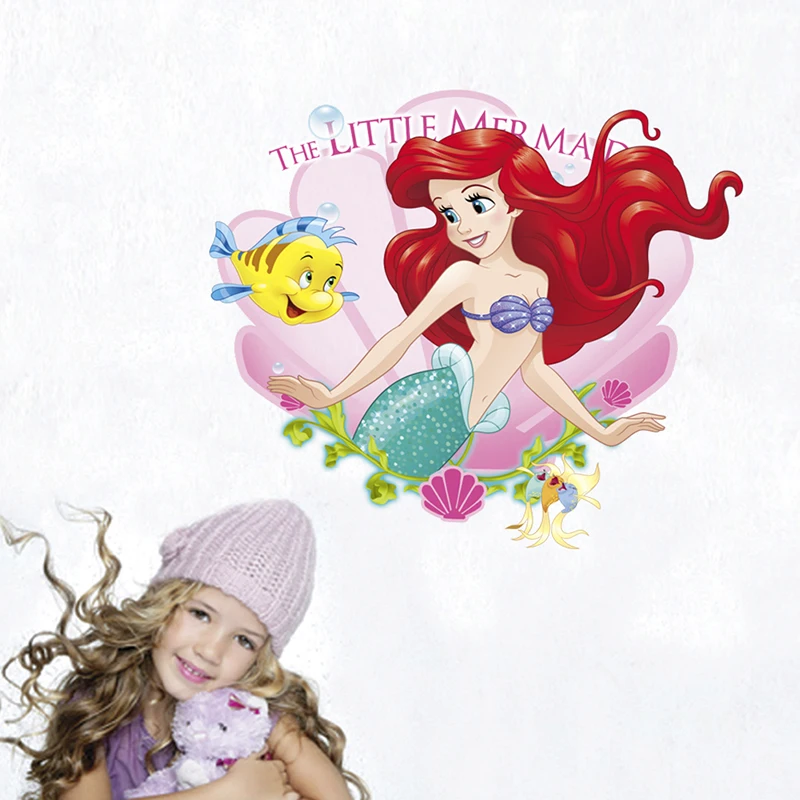 Little Mermaid Disney Cartoon Princess Wall Stickers For Bathroom Home Decoration 3D PVC Poster Kids Rooms Wall Art Decals Little Mermaid Disney Cartoon Princess Wall Stickers For Bathroom Home Decoration 3D PVC Poster Kids Rooms Wall Art Decals
