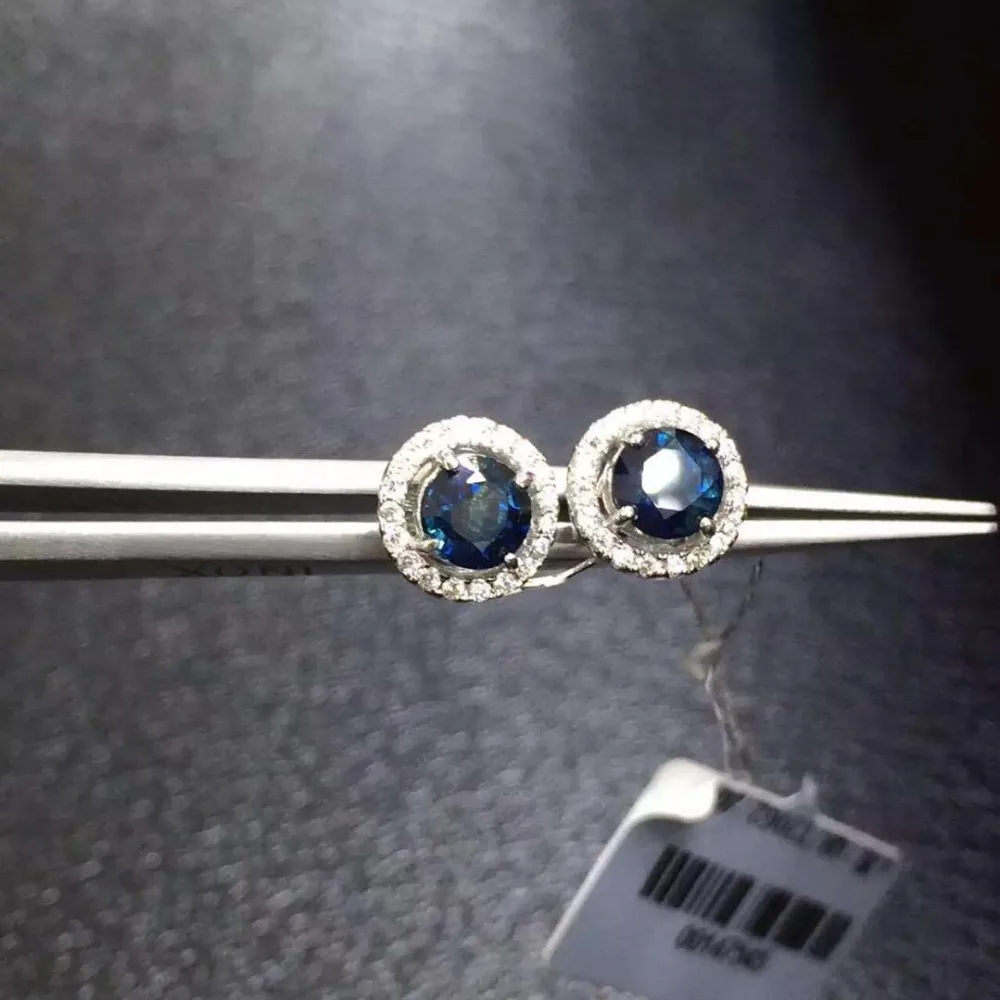 

Qi Xuan_Fashion Jewelry_Dark Blue Stone Elegant Round Woman Earrings_S925 Solid Silver Fashion Earrings_Factory Directly Sales